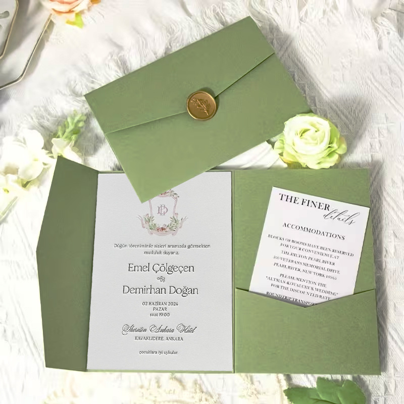 Wax Seal Letter Kit - Lote de 10 Sobres Triplicados Verdes