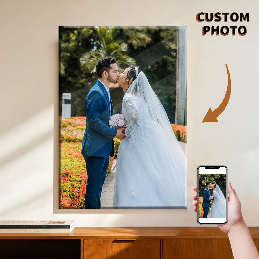 Engraved Wood Frame - 1 pieza de fotos personalizadas en