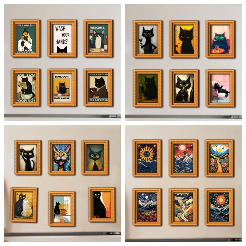Engraved Wood Frame - Juego de 6 imanes de madera