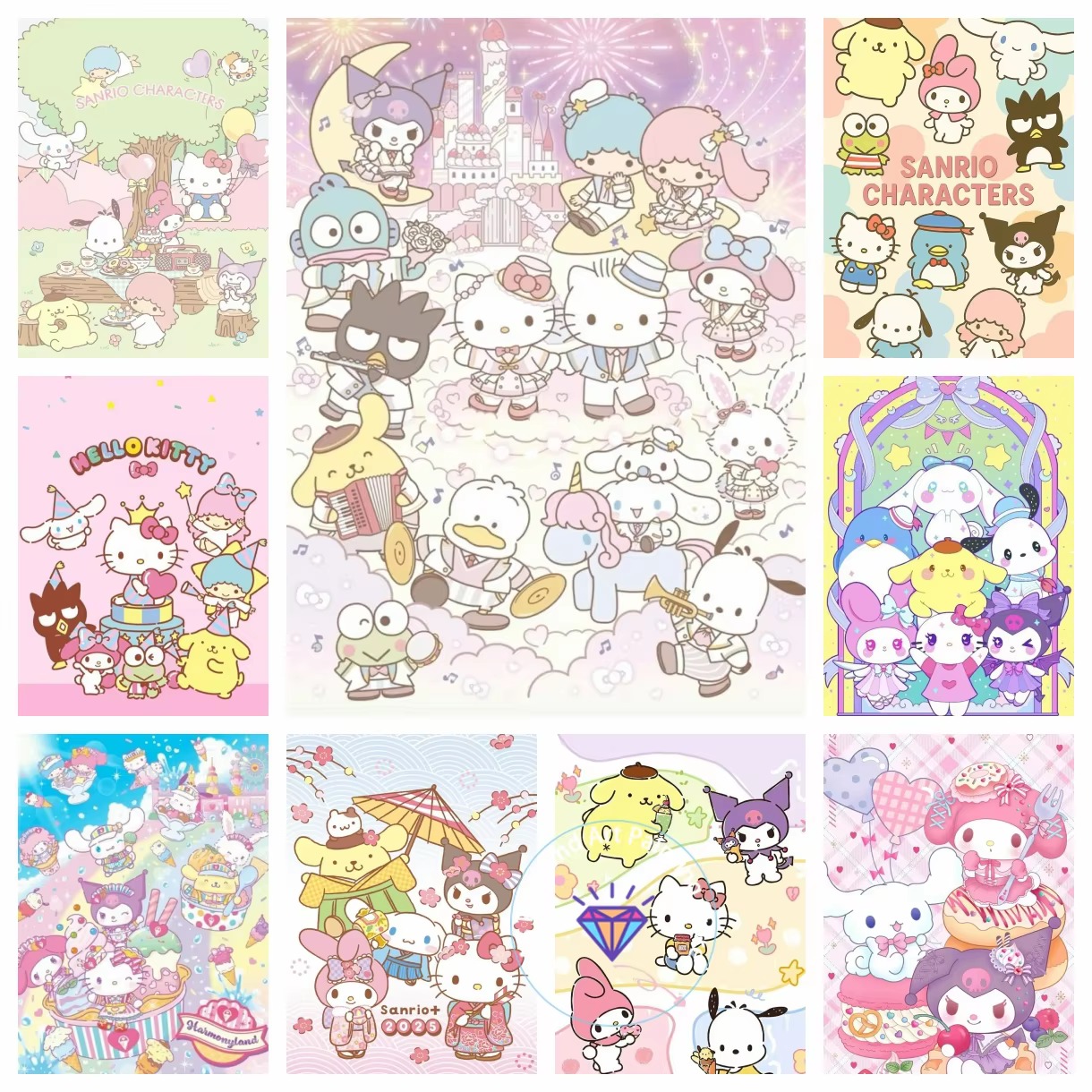 Photo Mosaic Print - Pintura de Diamantes Colección Familia Sanrio,