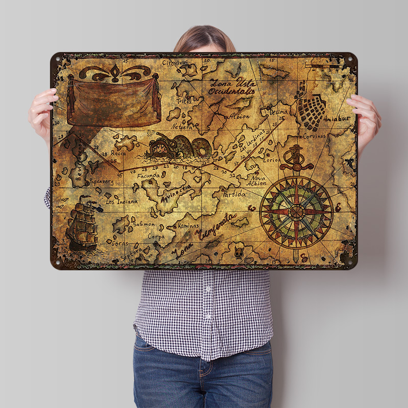 Custom Map Poster - Mapa del Mundo Vintage, Póster Impreso