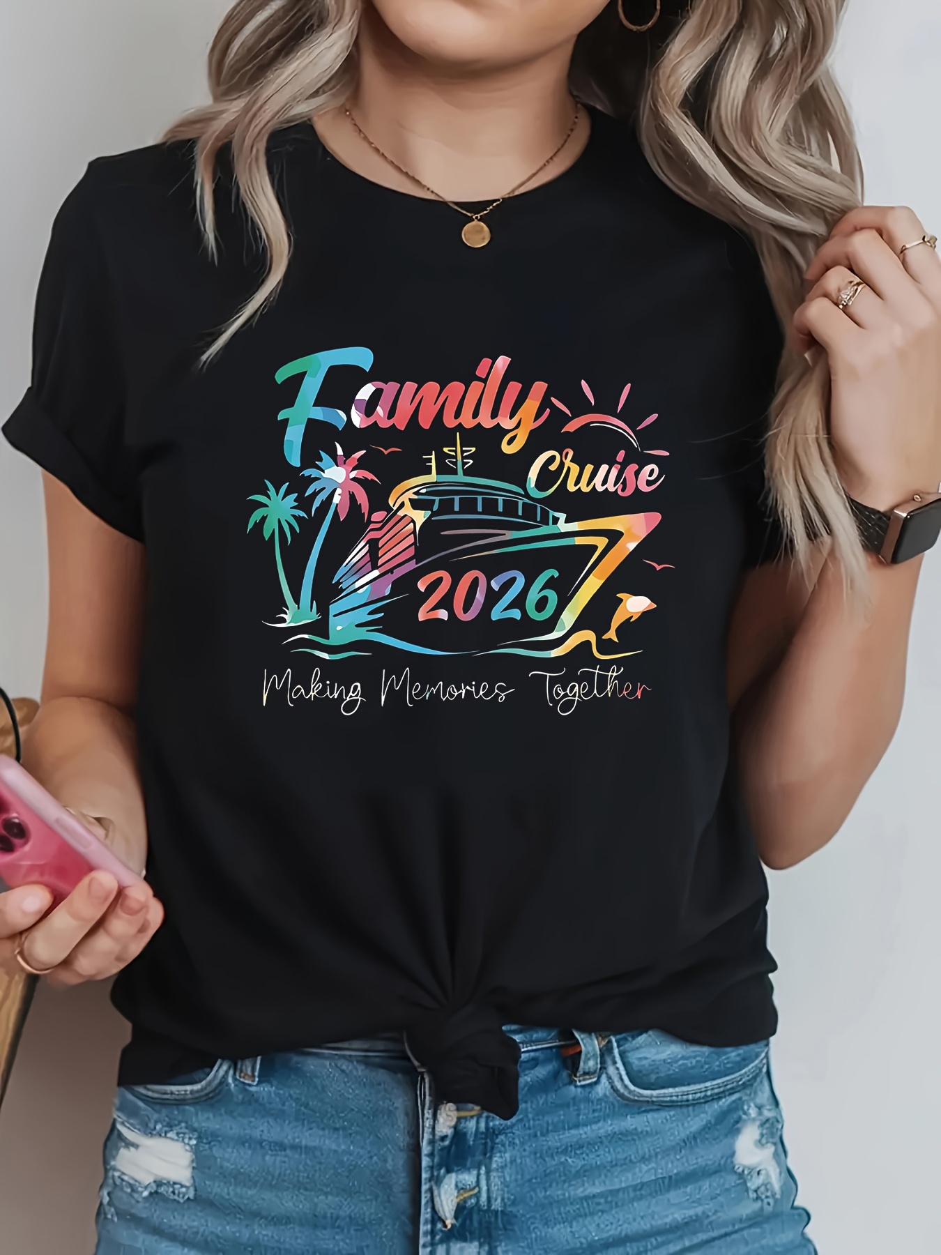 Camiseta informal de cuello re - Family Tree Print reseña y precio