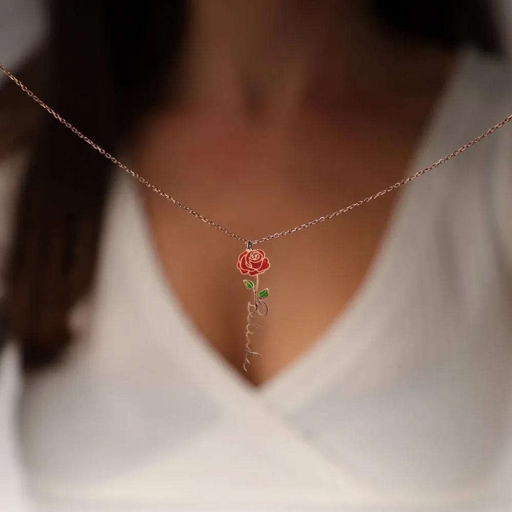Collar con nombre personalizad - Birth Flower Necklace reseña y precio